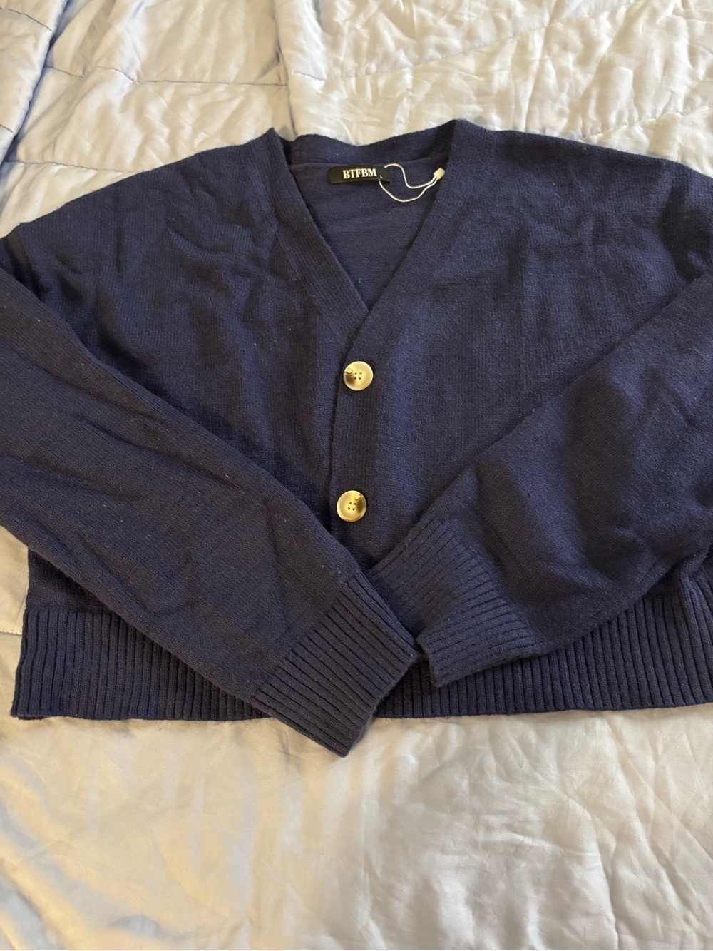 BITFEM Navy Button Front Cardigan